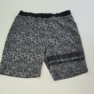 FL2 Mens Shorts XL Black/Grey Print 9" Activewear‎ Pockets Drawstring Unlined